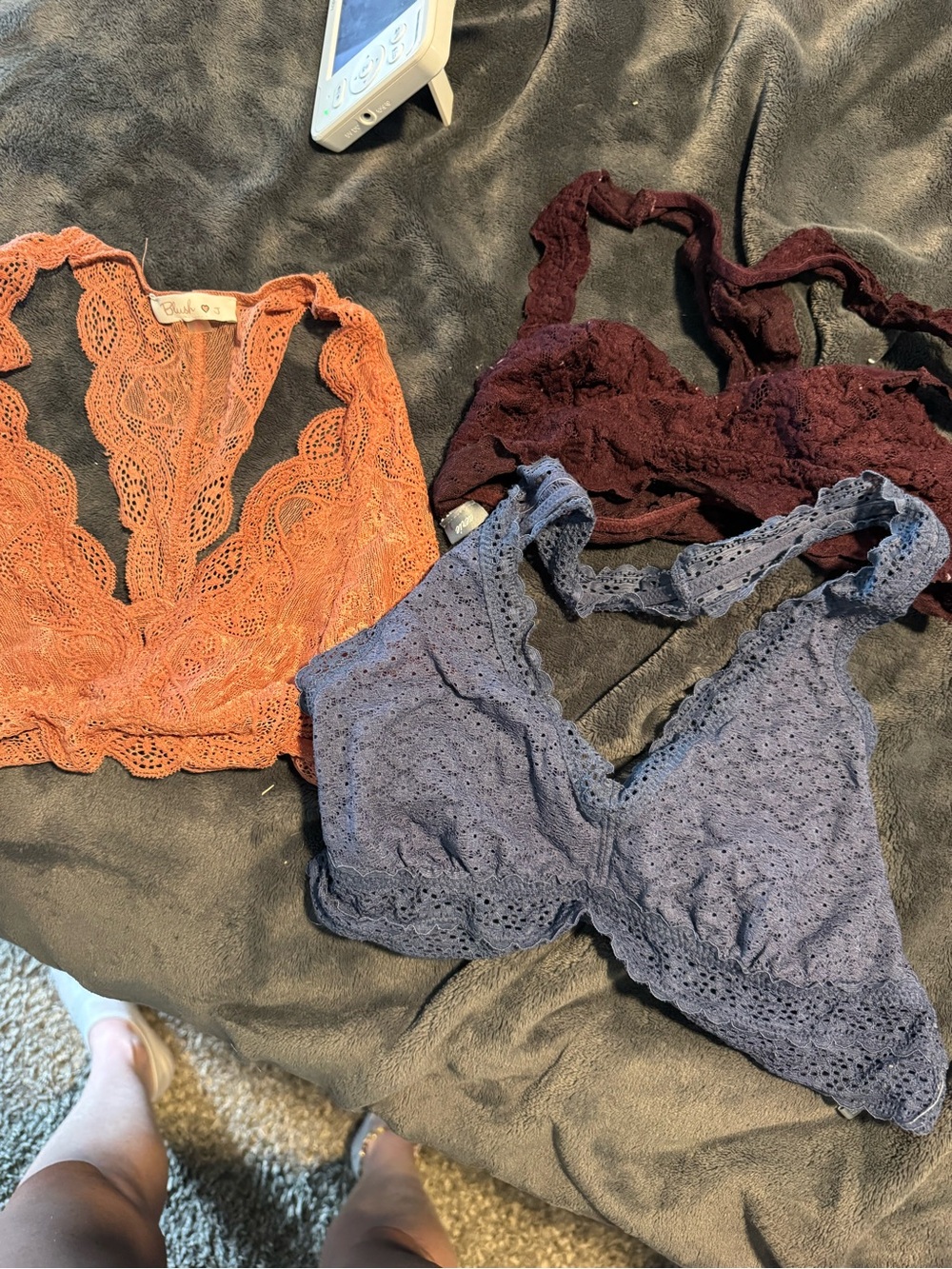 aerie Lace Bralette Set - Rust, Burgundy & Dusty Blue
